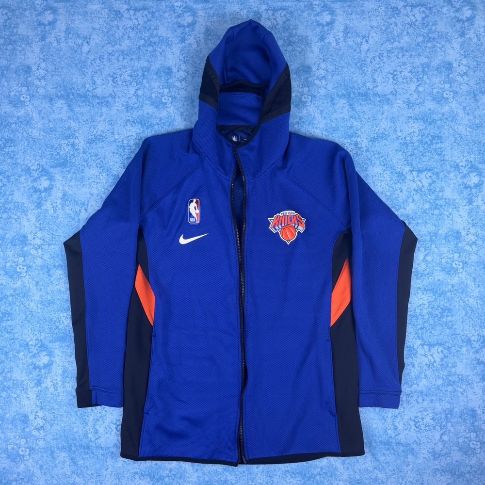 Nike NBA New York Knicks Showtime Therma Flex Hoodie Blue Mens L Fits S